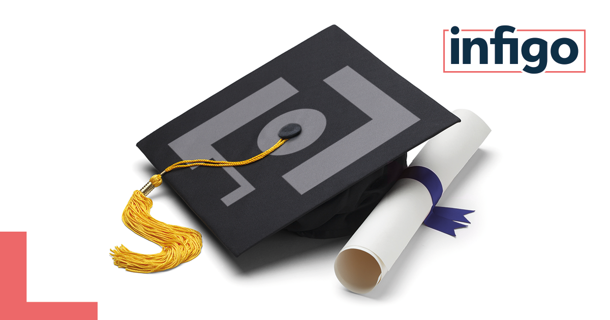 Infigo Favicon imposed on Graduation Cap