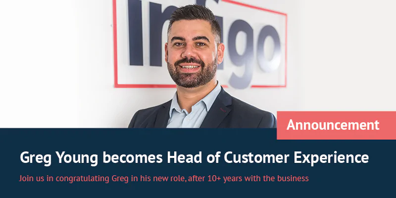 Greg Young in front of Infigo logo