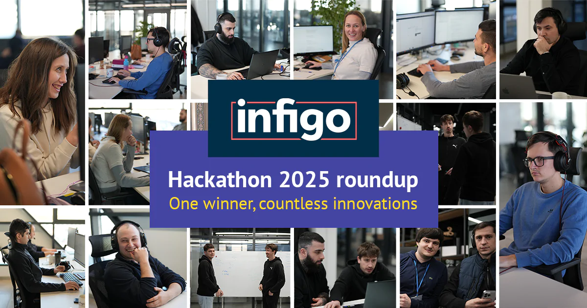 Infigo Hackathon Image Collage of Staff working on projects
