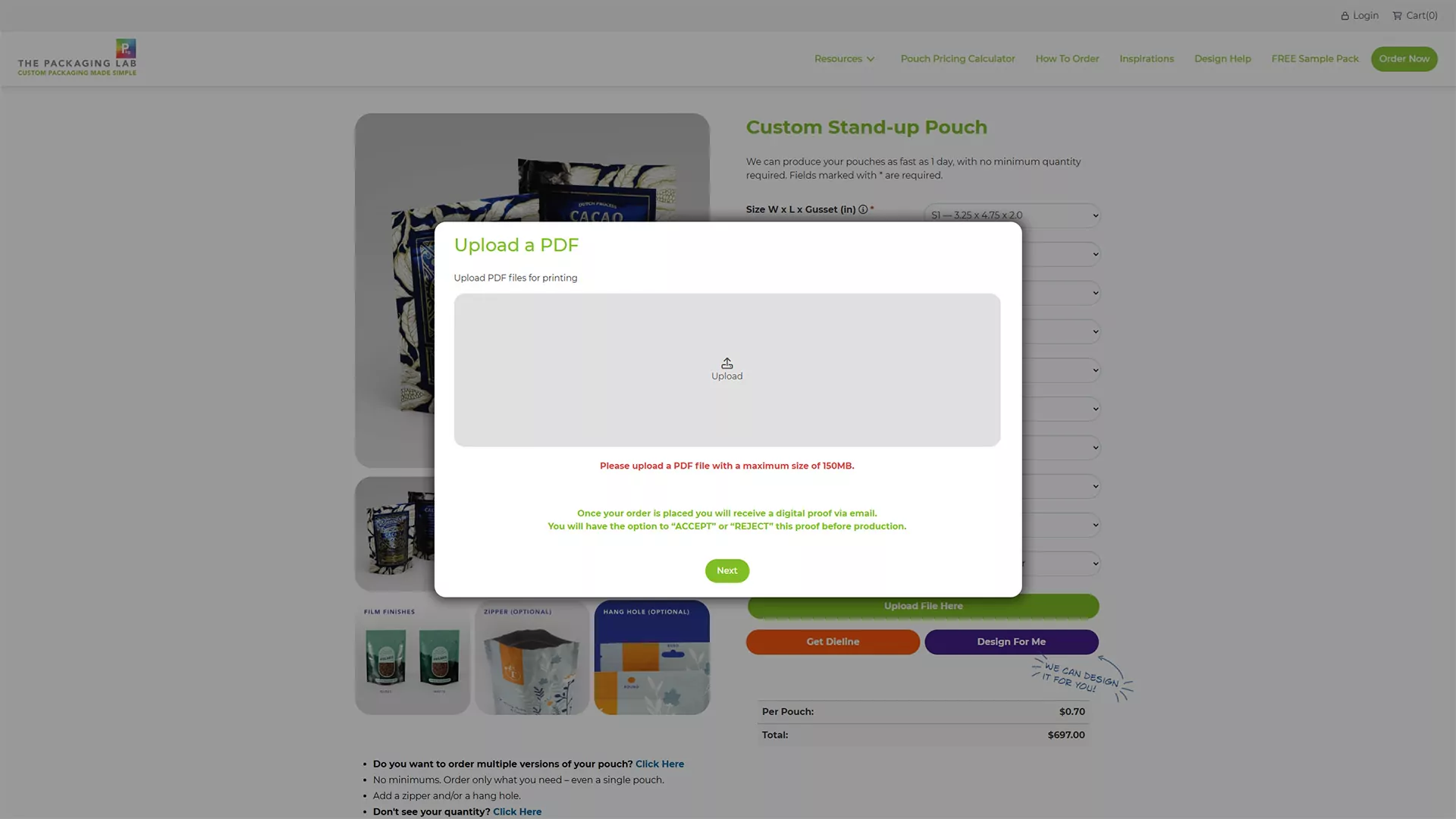 The Packaging Lab Upload File Mockup