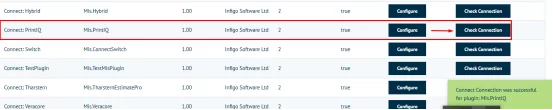 Checking MIS Plugin Connection on Infigo