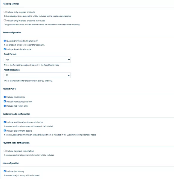Example of MIS Settings in Infigo Dashboard