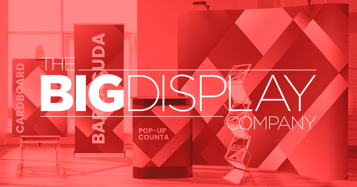 The Big Display Company Logo overlaying their stock products