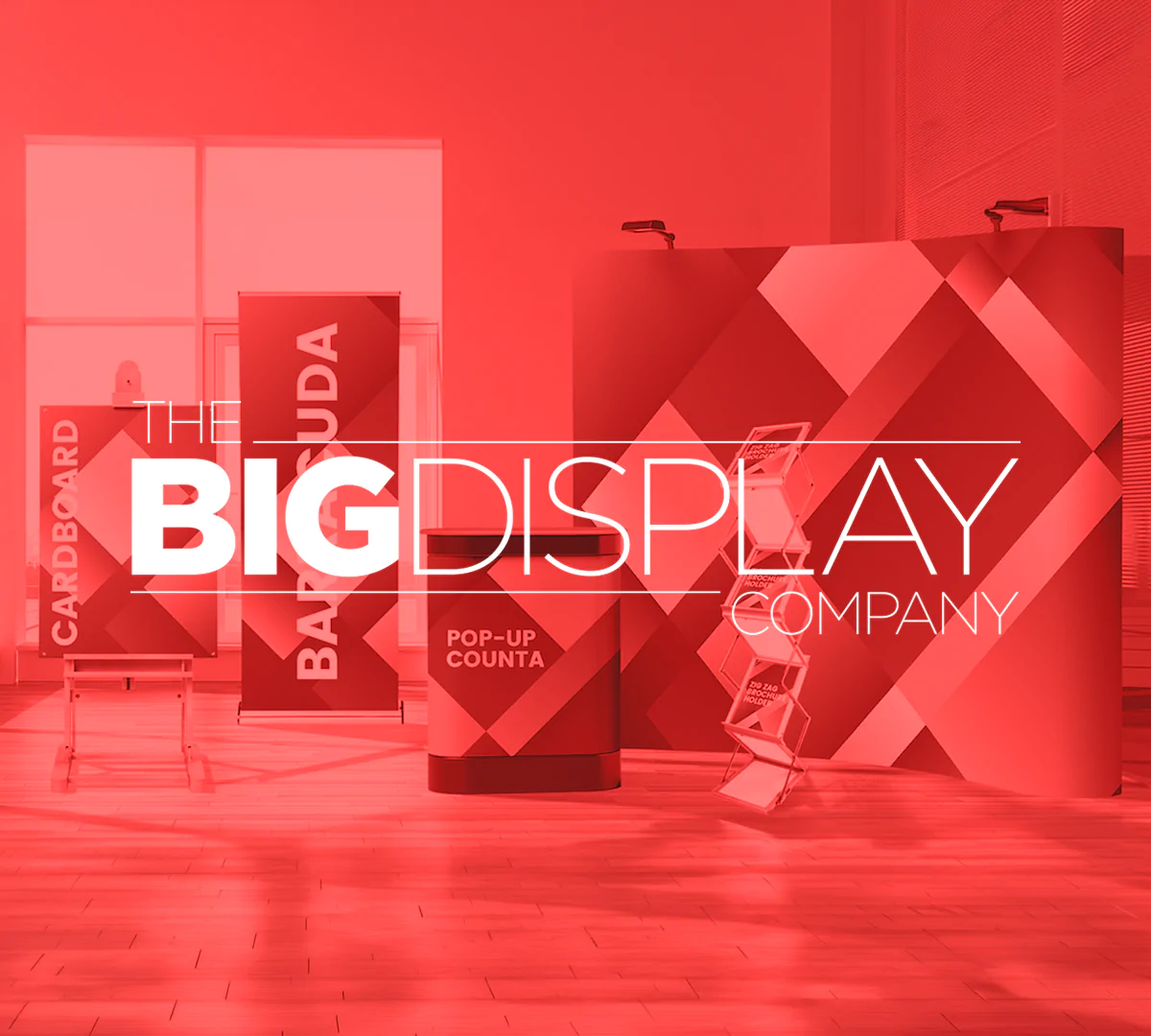 The Big Display Company Logo overlaying their stock products