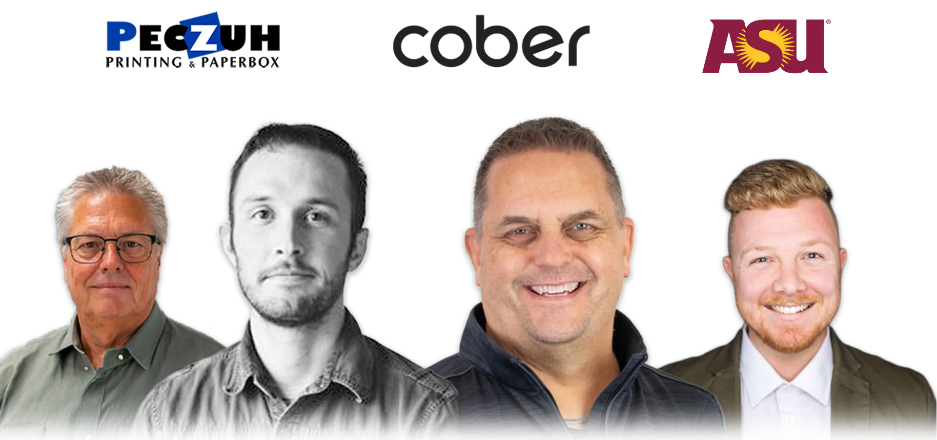 Kyle Pendley of Arizona State University's Print and Imaging Lab, Erwin Driever of Cober Solutions, and Jay Harris and Jesse Brooks of Peczuh Printing